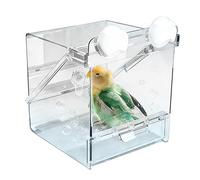 Parrot Bath - Clear Tub Bird Bath for Cage, Transparent Parakeet Bird Bathtub for Cages Feeding | Bathtub for Canary Cockatiel Conure Finch Lovebird | Small Medium Pet Birds Cage Accessories