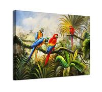Parrot Bird Canvas Art Decor Cuadros Tropical Selva Rama Colorido Estornino Pájaros Decoración Cuadro Paredes Baño 15x12