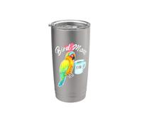 Parrot Bird Mom - Acuarela de periquito de sol somnoliento Vaso térmico de acero inoxidable de doble pared