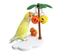 Parrot Cage Perch Stand, Hanging Bird Toy with Bells, Wooden Perch Bar with Chew Parts, Bird Enrichment Cage Accessory for Birds, Toy for Cockatiels Parakeets Conures Small Medium