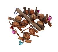 Parrot Chew Swing Juguete con Bell Wooden Nuez Toy Toy para pájaro Gancho Colgante