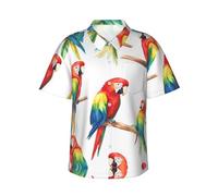 Parrot Collection - Camisa hawaiana de manga corta para hombre, perfecta para fiestas de vacaciones en la playa este verano, Negro, X-Large-4X-Large
