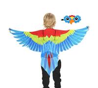 Parrot Costume - 112cm Wings Costume Set | Polyester Lightweight Durable Animal Dress Up Outfit with Bird Masķ - Colorful Role Play Cape | Kids Halloween Party Cosplay Fancy Dress Gift