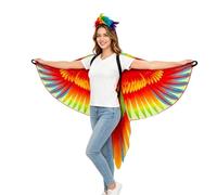 Parrot Costume Adult Colorful - Double-Sided Cosplay Clothes With Headpiece | Parrot Costume | Colorful Double-Sided Cosplay Clothes With Headpiece | Bird Wings Dress-Up Clothes | For Carnivals Theme Par