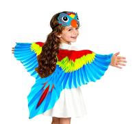 Parrot Costume for Kids, Double Sided Bird Wings Outfit with Headband, 60cm | Colorful Animal Dress Up Clothes for Halloween Stage Performance Theme Party Masquerade Holiday