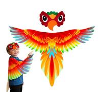 Parrot Costume for Kids, Double Sided Bird Wings Outfit with Headband, 60cm | Colorful Animal Dress Up Clothes for Halloween Stage Performance Theme Party Masquerade Holiday
