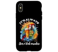 Parrot Drinking Its Beer O'Clock Somewhere Always 5 O Clock Carcasa para iPhone X/XS