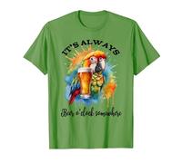 Parrot Drinking Its Beer Oclock Somewhere Always 5 O'Clock Camiseta, Hombre, Hierba, S