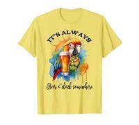 Parrot Drinking Its Beer Oclock Somewhere Always 5 O'Clock Camiseta, Hombre, Limón, L