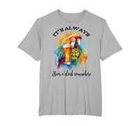 Parrot Drinking Its Beer Oclock Somewhere Always 5 O'Clock Camiseta, Hombre Tallas Grandes, Gris Jaspeado, 3X Alto