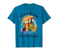 Parrot Drinking Its Beer Oclock Somewhere Always 5 O'Clock Camiseta, Hombre, Zafiro, 3XL