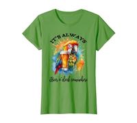 Parrot Drinking Its Beer Oclock Somewhere Always 5 O'Clock Camiseta, Mujer, Hierba, S