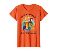 Parrot Drinking Its Beer Oclock Somewhere Always 5 O'Clock Camiseta, Mujer, Naranja, L