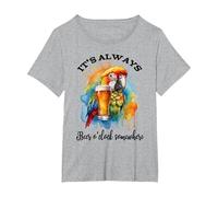 Parrot Drinking Its Beer Oclock Somewhere Always 5 O'Clock Camiseta, Mujer Tallas Grandes, Gris Jaspeado, 4XL Grande