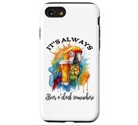 Parrot Drinking Its Beer OClock Somewhere Always 5 O'Clock Carcasa para iPhone SE (2020) / 7 / 8