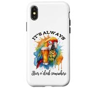 Parrot Drinking Its Beer OClock Somewhere Always 5 O'Clock Carcasa para iPhone X/XS