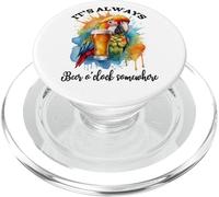 Parrot Drinking Its Beer OClock Somewhere Always 5 O'Clock PopSockets PopGrip para MagSafe