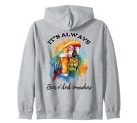 Parrot Drinking Its Beer OClock Somewhere Always 5 O'Clock Sudadera con Capucha