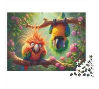 Parrot Duo Jungle Colourful Cute Cartoon Parrots 1000 Pieces Jigsaws Adults The Impossible Challenge Home Activity 52x38cm/1000pcs
