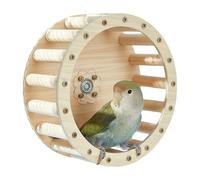 Parrot Exercise Running Wheel, Intelligence Toy for Small Birds, Wooden Interactive Training Wheel for Conures, Cockatiels, Parakeets, Fun Cage Accessory for Activity, 17x7cm