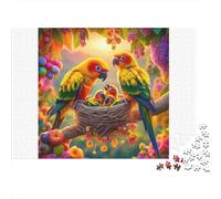 Parrot Family Nest 100% Recycled Cardboard Love Parrot Family 1000Pc Jigsaw Adult Jigsaws Classic Educational Games 52x38cm/1000pcs