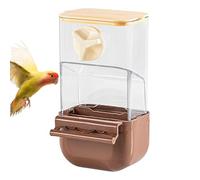 Parrot Feeder, Automatic Food Dispenser, Large Capacity Seed Holder, Husks Separation Design, with Perch Stand, for Outdoor Garden Birds, 18x9.3x9.2cm 200g Brown