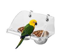 Parrot Feeder Bowls - Stainless Steel Bird Cage Feeder, Double Bowl Feeding Set with Acrylic Stand | Non-Slip Food and Water Feeders for Parrots, Parakeets, Canaries, Macaws, Finches, and Small Birds