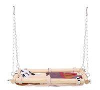 Parrot Hammock Swing Toy | Wood & Canvas Bird Cage with Hanging Hook | Beak Grinder & Exercise Perch for Parrots/Cockatiels/Lovebirds | Secure & Sturdy Pet Game Bed