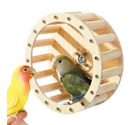 Parrot Hamster Exercise Wheel - Natural Wood Bird Training Toy For Conures & Parakeets, Interactive Growth Game For Intelligence | Durable Wooden Construction Cage Accessory, 6.69 Inches