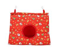 Parrot Hanging Bed | Fluffy & Thick Triangular Resting Area for Resting/Hiding/Sleeping | Warm Bird Hammock for Cage | Easy to Install (Navidad roja)