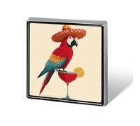 Parrot in A Sombrero - Broches y alfileres unisex cuadrados ligeros para solapa, joyería para ropa, chal y sombrero
