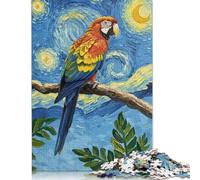 Parrot in Starry Night Style Puzzles Imposible,desafío para Adultos Entretenimiento Creativo 1000 Piezas Obra De Arte De Juego De para Adultos Y Niños A Partir De 12 Años 1000pcs (75x50cm)