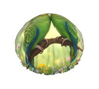 Parrot Love In Bloom - Gorro de ducha reutilizable impermeable para mujer, cubierta elástica para el cabello, para baño, spa, viajes y uso diario