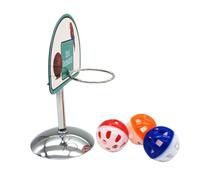 Parrot Medium Birds Toys, Basketball Love Bird Toys with 3 Balls, Interactive Safe and Bird-Friendly Cage Accessories Stand for Play Training Cockatiel, Conure, Metal