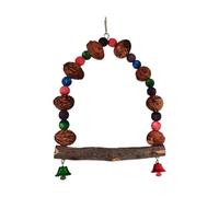 Parrot Perch - Parakeet Cage Accessories with Wood Stand Rattan Ball | Playground Perch for Indoor Window Training Nesting Roosting | 20 x 20 cm Natural Wood Swing Chew Toy for Birds Small Parro