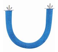 Parrot Perch Stand | Authentic Wood & Quartz Sand Bird Toy for Beak/Claw Grinding | Detachable Cage Rack for Exercise & Play | Blue/Red (Blue)
