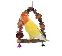 Parrot Perch with Rattan Ball, Parakeet Cage Accessories, Indoor Playground Stand for Training, Nesting, Roosting, Window Perch Made with Wood Material for Pet Birds, 7,87 x 7,87 x 7,87 pulgadas