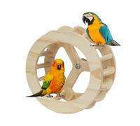Parrot Perch - Wooden Enrichment Wheel | Interactive Rocking Parakeet Toys and Perches | Natural Wood, For Parakeet Cockatiel Conure Canary Lovebird African Grey Cockatoo Macaw Intelligence Puzzles