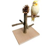 Parrot Playground, Tabletop Wooden Perch Stand, 8.66x7.87x7.87 Inches, Bird Cage Accessory with Natural Branches, Interactive Play Stand for Parrots and Small Birds