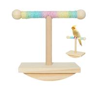 Parrot Playstand - Percha interactiva de madera resistente a las mordeduras, soporte antideslizante para pájaros, construcción sólida duradera, marca de descanso de madera natural, jaula de mesa para