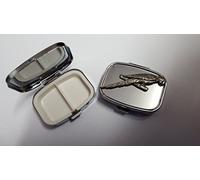 Parrot PP-B08 - Pastillero rectangular de metal plateado para viaje