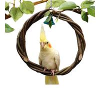 Parrot Ring Swing,Wooden Perch Stand Toy with Bell - Bird Toy, Chewing Standing for Lovebirds, Macaws, Finches, Parakeets, Conures