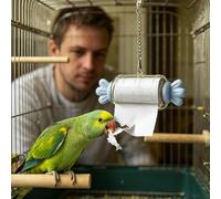 Parrot Rolling Paper Play Toy with Hanging Chain, Bird Shredding Toys, Interactive Chewing Accessory for Parakeet Cockatiel Conure, Gift for Bird Lovers (Blue)