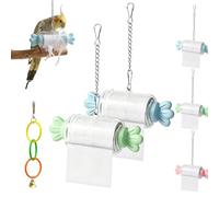 Parrot Rolling Paper Play Toy with Hanging Chain, Bird Shredding Toys, Interactive Foraging & Chewing Toy for Cockatiels, Conures, Parakeets, Cage Enrichment for Small Medium Parrots (C-1)
