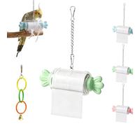 Parrot Rolling Paper Play Toy with Hanging Chain, Bird Shredding Toys, Interactive Foraging & Chewing Toy for Cockatiels, Conures, Parakeets, Cage Enrichment for Small Medium Parrots (Green)