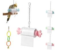 Parrot Rolling Paper Play Toy with Hanging Chain, Bird Shredding Toys, Interactive Foraging & Chewing Toy for Cockatiels, Conures, Parakeets, Cage Enrichment for Small Medium Parrots (Pink)