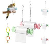 Parrot Rolling Paper Play Toy with Hanging Chain, Bird Shredding Toys, Interactive Foraging & Chewing Toy for Cockatiels, Conures, Parakeets, Cage Enrichment for Small Medium Parrots (B-1)