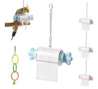 Parrot Rolling Paper Play Toy with Hanging Chain, Bird Shredding Toys, Interactive Foraging & Chewing Toy for Cockatiels, Conures, Parakeets, Cage Enrichment for Small Medium Parrots (Blue)
