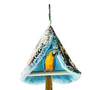 Parrot Snuggle Hut - Bird Hammock Nest, Hanging Habitat Cave | Plush Tent with Perch for Budgies Macaw Hamster, Cozy Rest Shelter for Cage Decor, Soft Winter Hideaway Bed, Warm Sleeping Spot for Small