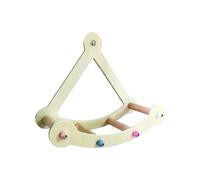 Parrot Swing Perch, Wooden Bird Cage Toy, 9.45x3.94x7.87 Inches, Chew Resistant Pirate Wheel, Indoor Rest Stand for Small Parrots, Macaws, Cockatiels, Budgies, Bedroom Living Room